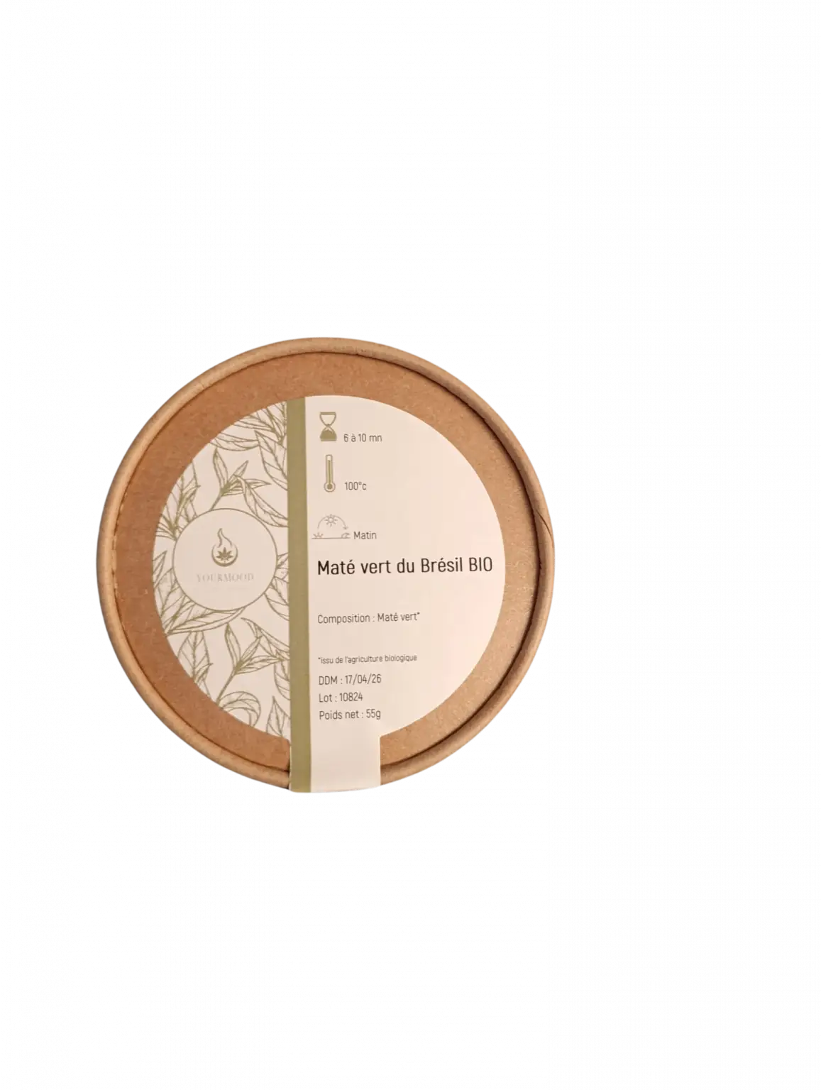 Thé Bio Maté Vert du Brésil, une infusion revitalisante riche en antioxydants et en énergie naturelle.
