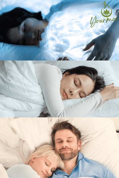 Montage photo de personnes dormant paisiblement, illustrant le bien-être et le sommeil réparateur.